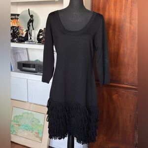 Soft Surrounding Wool Blend Black Fringe Dress